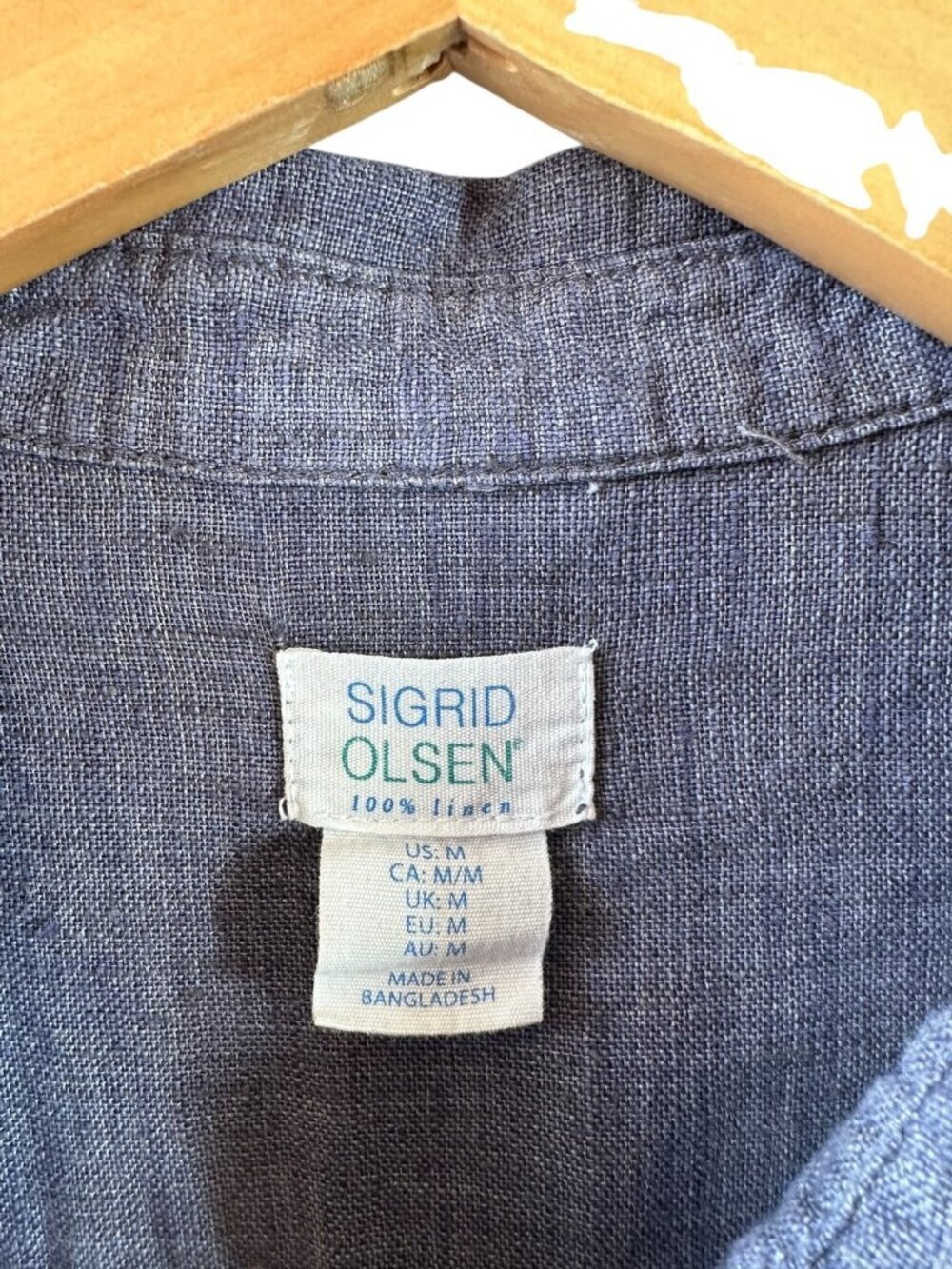 Sigrid Olsen Blue Linen Button Front Shirt Lightweight Relaxed Fit Size M - Picture 5 of 5